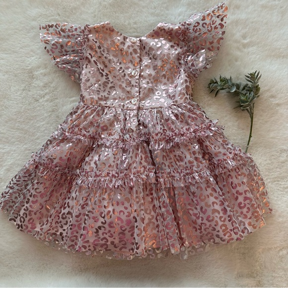 Pippa & Julie | NWOT - Metallic Tulle Leopard Print Dress - Size 2T - Picture 4 of 10
